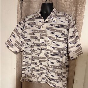 Classic Paco Styling Men's Short-Sleeve Button-Up Shirt in White & Gray